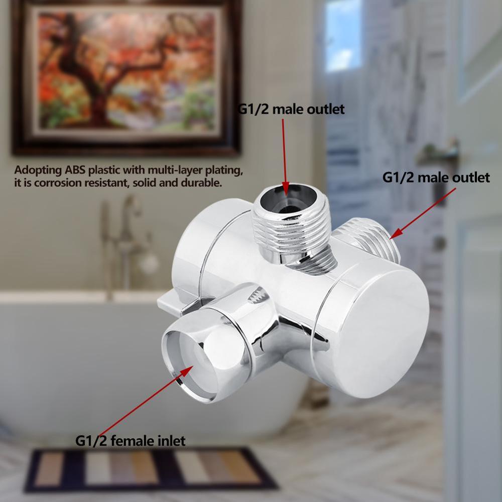 Adjustable 3-Way T-adapter Diverter Valve Connector Shower Head Arm Mounted Diverter Valve Bathroom Hardware Accessory