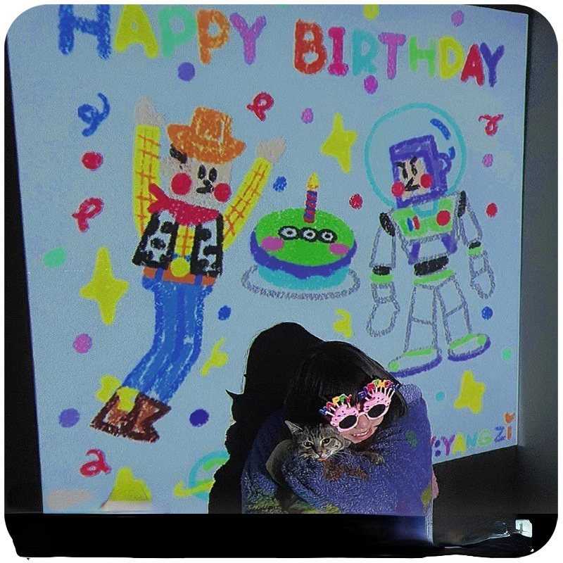 INS Happy Birthday Projector Lamp Korean Party Arrangement Background Props Light Photo Atmosphere Projector Romantic: D no battery