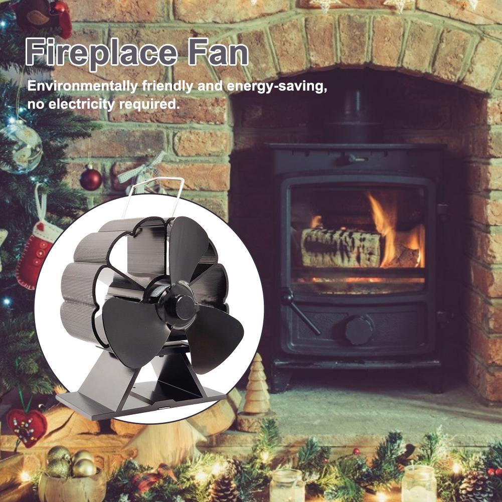 Mini Fireplace Fan 4 Blades Heat Powered Stove Fan Eco-Friendly Silent Wood Burning Heat Distribution Fan
