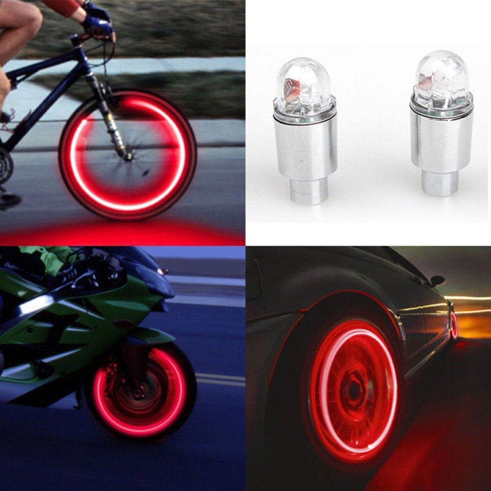 Super Energie Lichter Reifen Lampe beständig Mehrfarbig Auto Zubehör Fahrrad Liefert Neon- Strobe LED Reifen Ventil Kappen #281366
