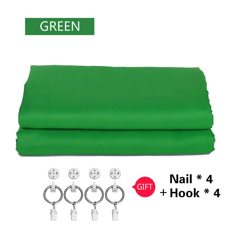 3*4M Green Screen Photography Backdrop Polyester Cotton White Black Blue Solid Color Photo Background Thicken Backdrops Cloth: 300x200 CM / Green