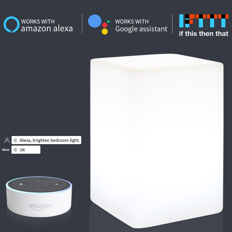 Rechthoek Wifi Smart Tafellamp Compatibel Met Alexa Voice Control Hand Touch Led Ambient Nachtlampje Gecontroleerd Door App