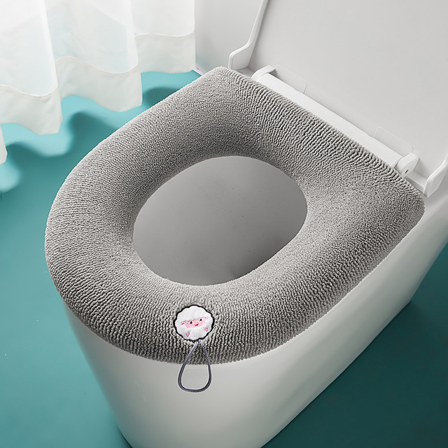 Comfortabele Borduren Badkamer Toilet Seat Cover Winter Wc Cover Huishoudelijke Closestool Mat Seat Case Deksel Deksel: Gray