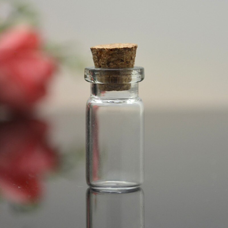10 stk mini små glasflasker med klar korkprop smykkebesked bittesmå bryllupskrukker beholdere favorisere hætteglas 24 x 12mm
