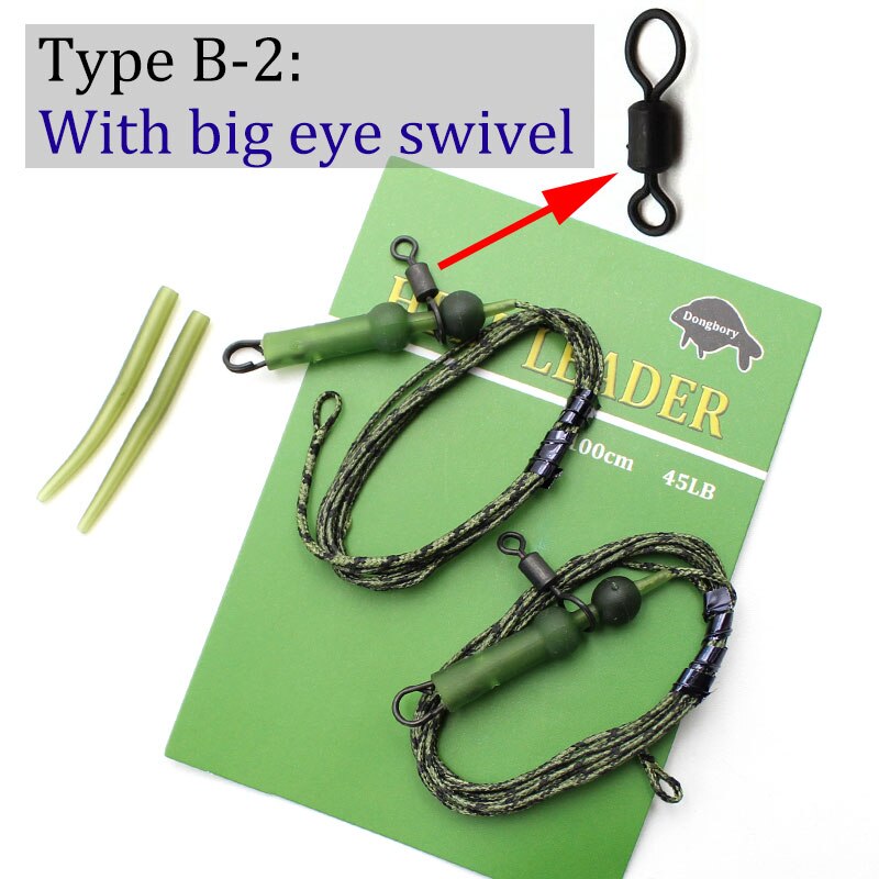 2PCS Carp Fishing Line Ready Tied Carp Hair Rigs Ready Made Carp Fishing Hook Line Hooklink Carp Leader Leadcore Line: Type B - 2