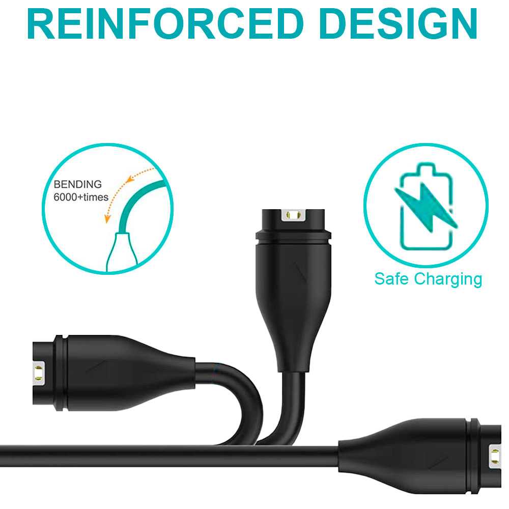 Cable Chargeur Données Data USB Noir pour Garmin Approach S10/S40/S60/X10 Fenix 5/5S Plus/5X Forerunner 45/245/935/945
