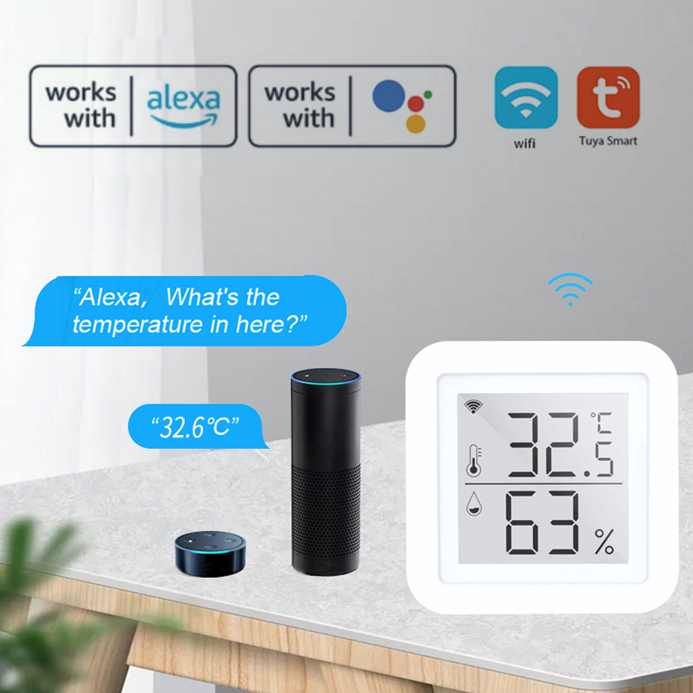 Tuya wifi temperatur og fugtighed sensor smart hjem indendørs intelligent sensor termometer fugtighedsmåler arbejde med alexa: Type c