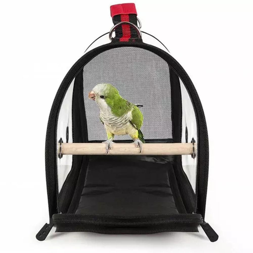 Mochila transparente de loro para mascotas que lleva la jaula de viaje al aire libre cómoda mochila plegable transpirable