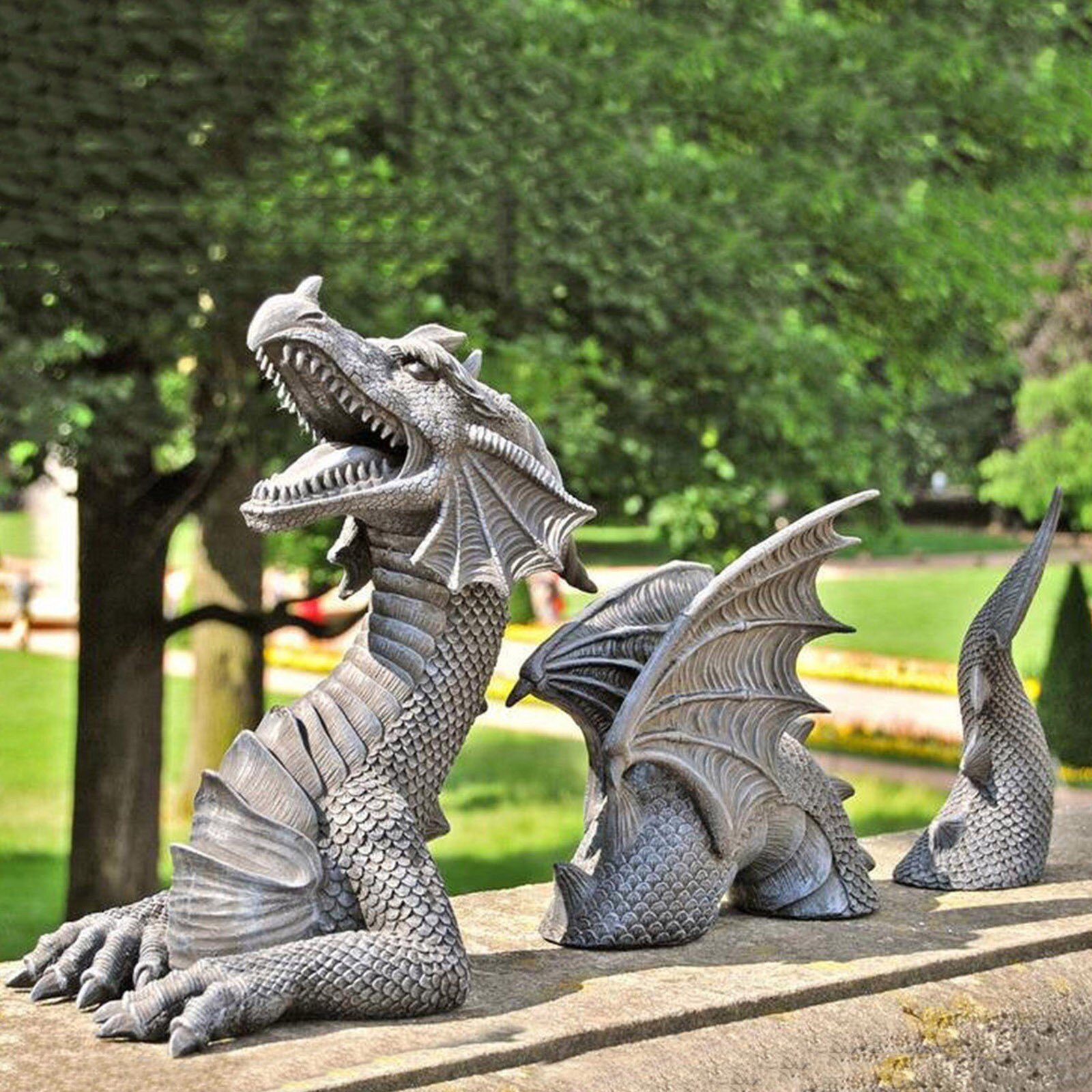 Dragon Gothic Lawn Garden Decor Statue Decoration Statue Falkenberg Castle Moat Lawn Dragon Place Decoration #T2G