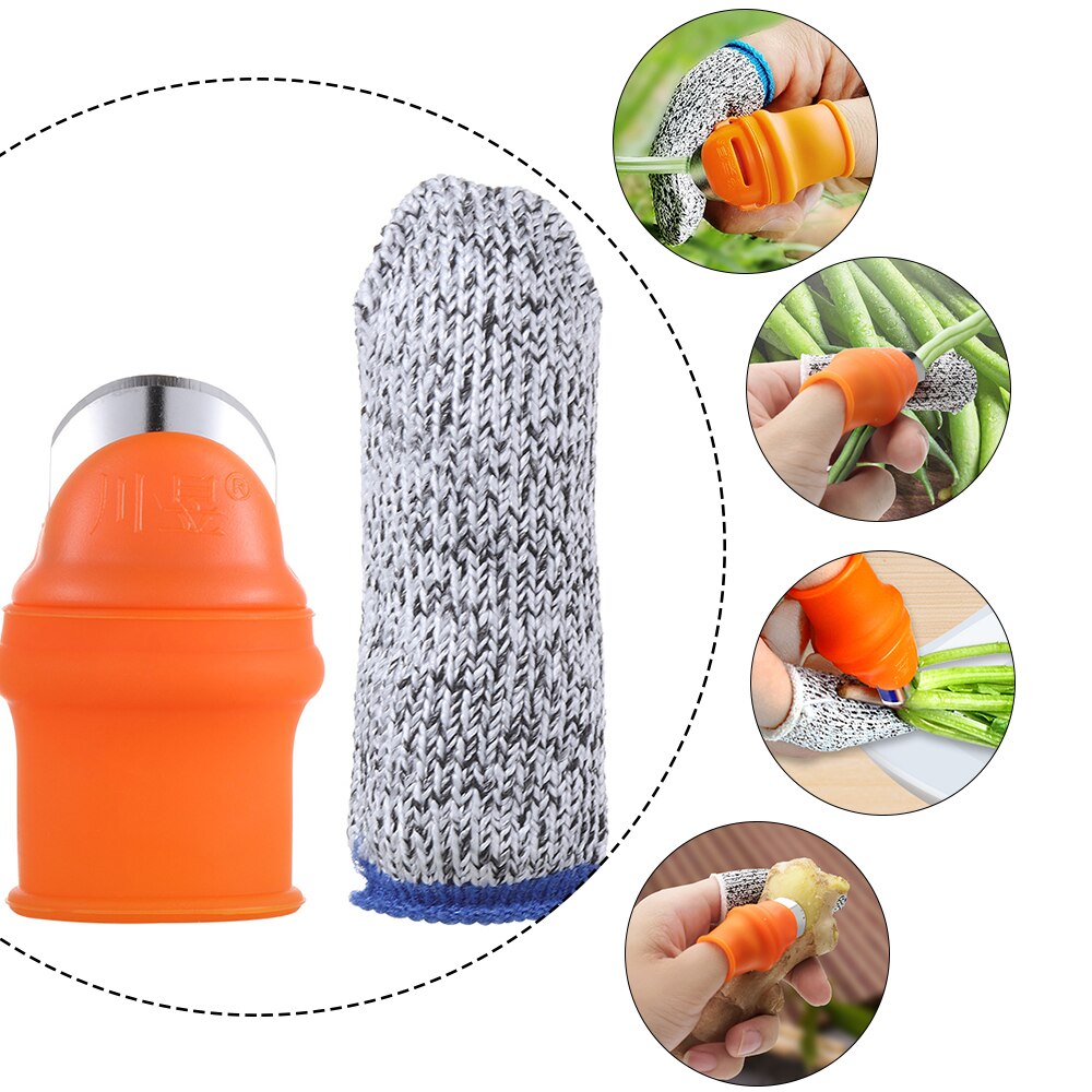 Silicone Thumb Cutter Finger Guards Snijbestendige Vinger Mouw Bean Picker Keuken Gadget Plant Picking Tool Tuin