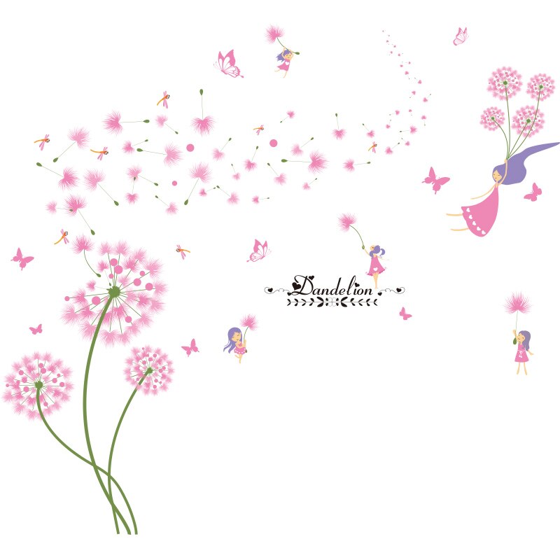 [shijuehezi] maskros blommor väggklistermärke gör-det-själv flamingo väggmålning dekaler för barn sovrum babyrum barnrum heminredning: Blomma klistermärke