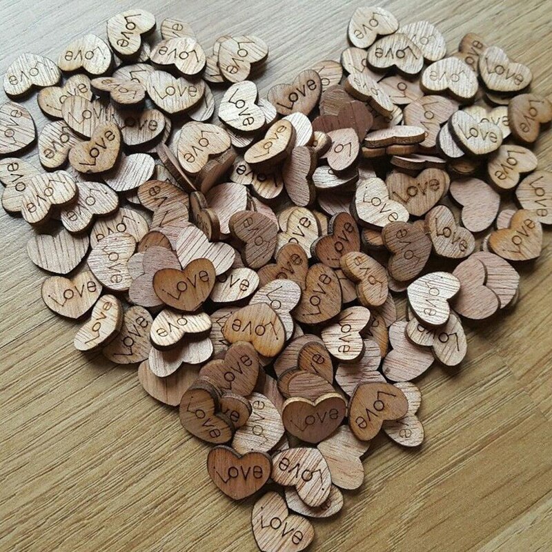 100 stks/partijen Liefde Hart Rustieke Houten Confetti Houten Tafel Scatter Verjaardagsfeestje Bruiloft Confetti Party Decoraties Levert