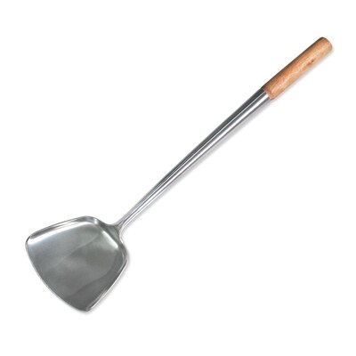 Rustfritt stål wokspatel (trehåndtak)