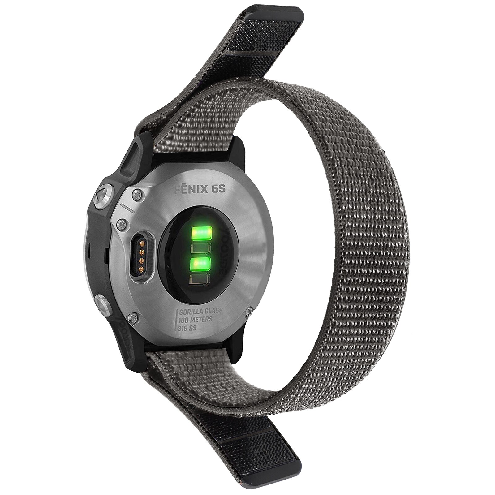 22mm 20mm kellonranneke garmin fenixille 6 6s pro/fenix 5 5s plus kudottu nailonranneke garmin quatixille 6 5/ instinct ranneke correa: Harmaa / 20mm