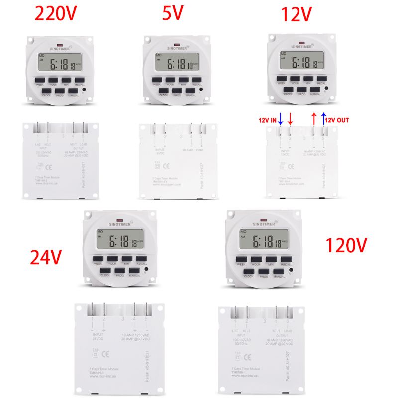 TM618H 5V 12V 24V 120V 220V Digital 7 Day Weekly Programmable Timer Switch Relay 50JC