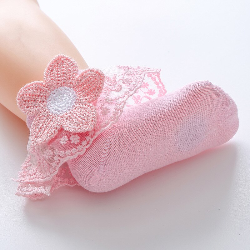 Lace Ruffle Newborn Baby Socks Spring Autumn Princess Flower Baby Girls Socks Soft Cotton Infant Short Socks 0-6M