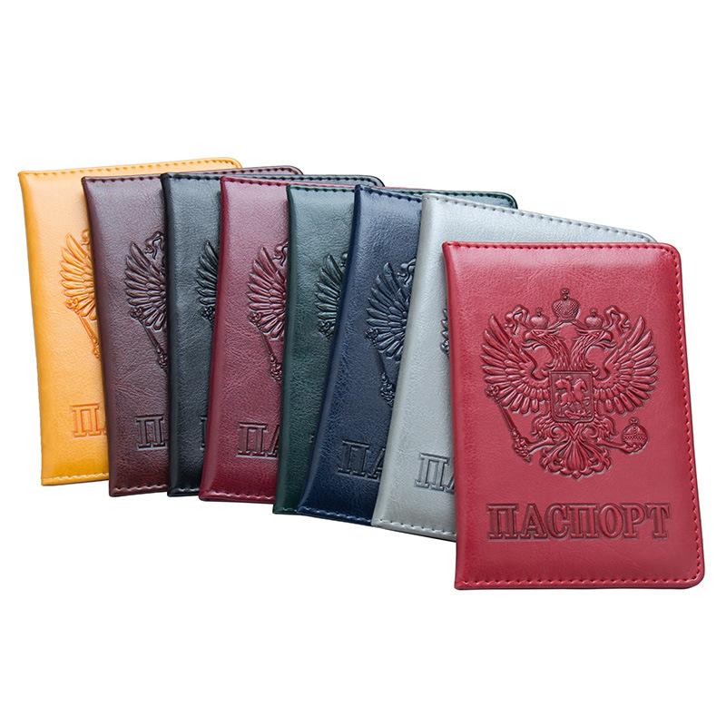 Russian Passport Cover Women Passport Case Men Travel Passport Holder Leather Credit Card Holder ID&Document Card Case