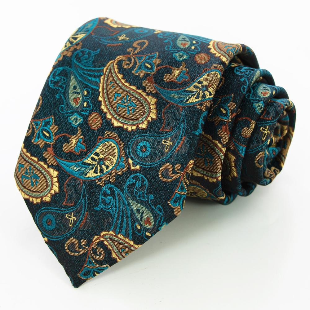 KAMBERFT Silk Mens Ties 8cm Floral Paisley Jacquare Woven Ties For Men Cravata Business Wedding Accessories