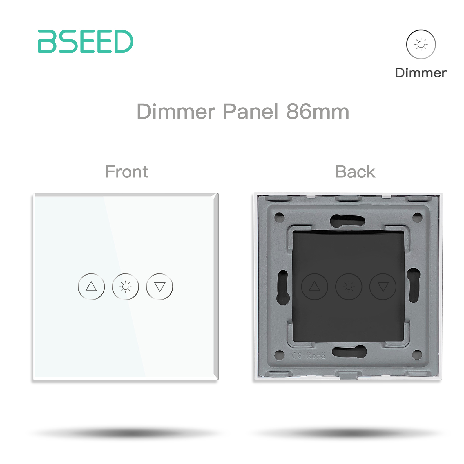 BSEED Light Touch Switch Dimmer Touch Light Switch Function Parts Glass Panels EU Wall Socket Plug DIY Free Combination: Dimmer 1G 1W Panel