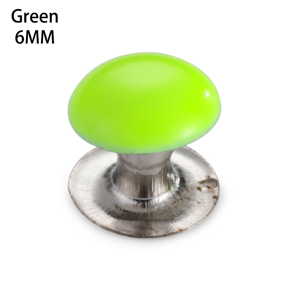 50 sets/pak paddestoel kleding klinknagels diy kleding tas schoenen knutselen decoratie benodigdheden kleding naaien glas boor spijker knoop: Groen -6mm