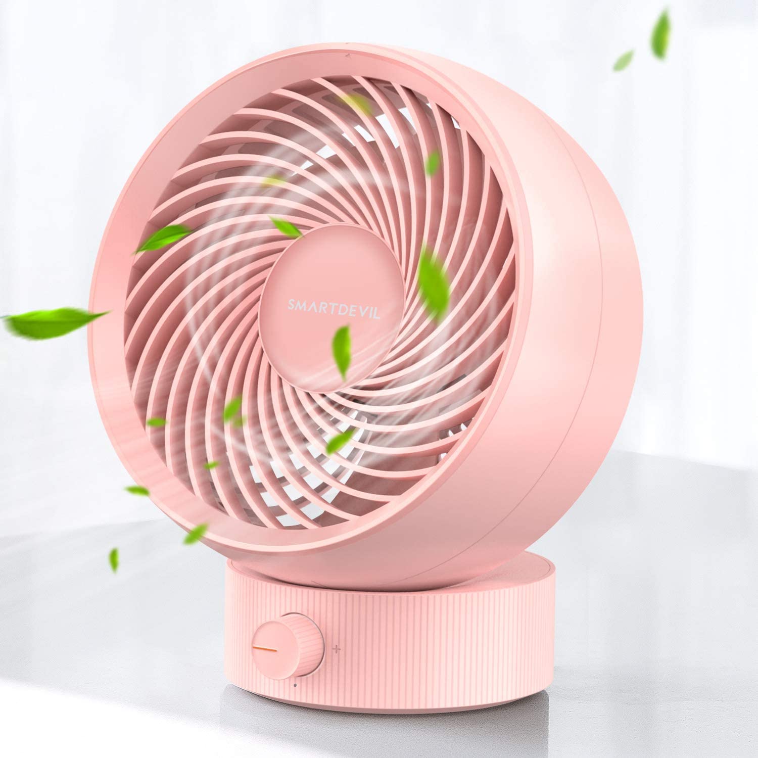 Smartdevil usb skrivbordsfläkt liten personlig bordsfläkt med stark vind tyst drift bärbar minifläkt för kontorsrum: Rosa