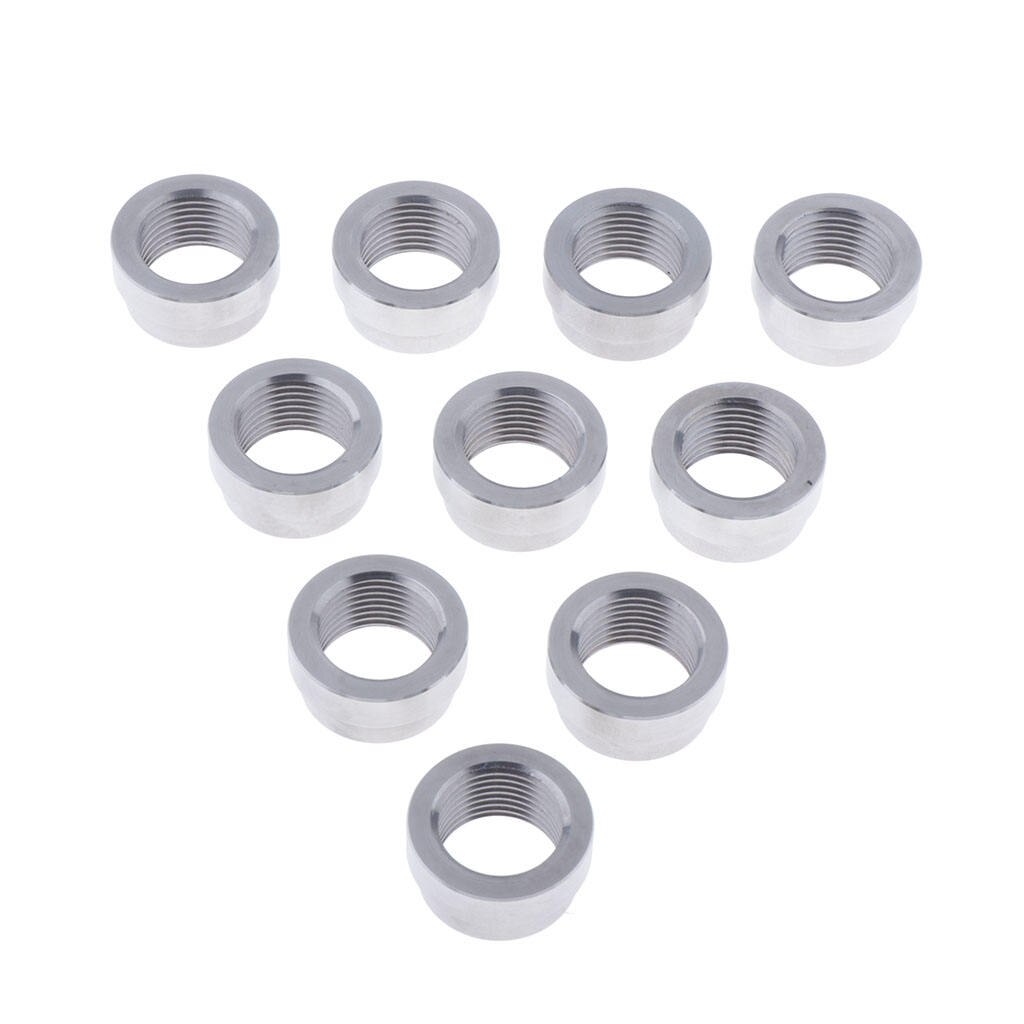 O2 Oxygen Sensor 10pcs/set Weld on Stepped Nut Bung Extension Kits M18x1.5