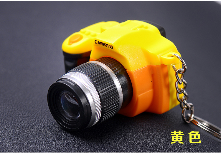 Led kameraer bil nøgleringe legetøj lyd glødende vedhæng dukke kameraer lyser op legetøj nøglering kamera: Gul