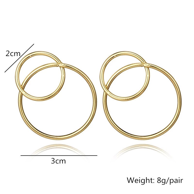 Fashion Statement Earrings 2022 Geometric Double Round Earrings For Women Simple Temperament Semi Circle Brincos Jewelry Gift: ES3091