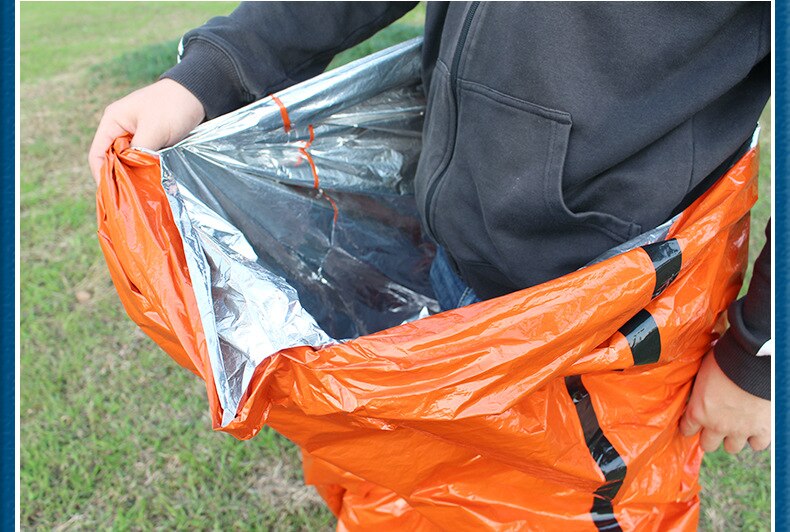Bärbar nödfolie återanvändbar vattentät räddningsplats termisk orange väska utomhus camping resor vandring resepaket