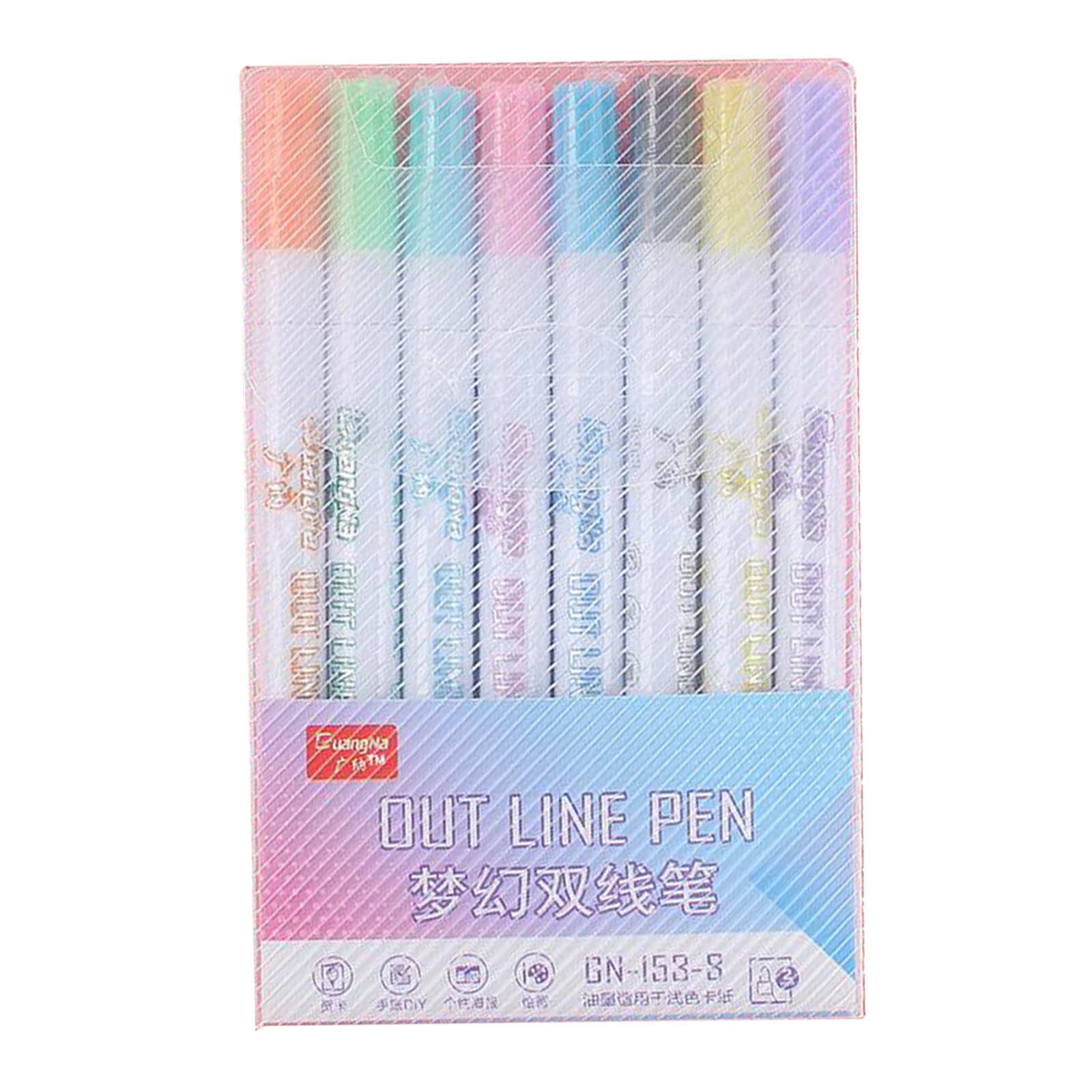 Rotuladores de doble línea de Color mixto, pluma de dibujo de escritura de contorno con brillo para felicitación