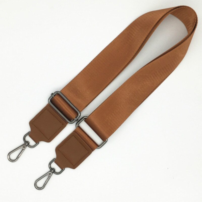 Wide 5.0cm women bag strap accessories diagonal across versatile bag strap shoulder cross-body solid color backpack band strap: brown-black metal