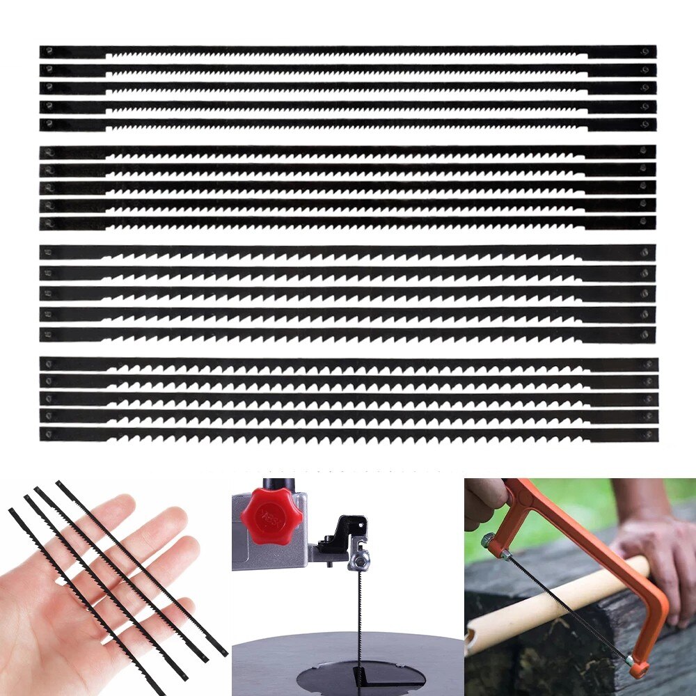 20PCS Carbon Steel Scroll Saw Blades 10T/15T/18T/4T Hand Saw Blade Woodworking Tool For Vutting Cut Wood Plastic Foam