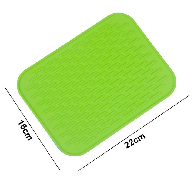 Silicone Anti Insulation Pad Square Non-Slip Coaster Tableware Drain Pot Mat Pot Dish Placemat: green
