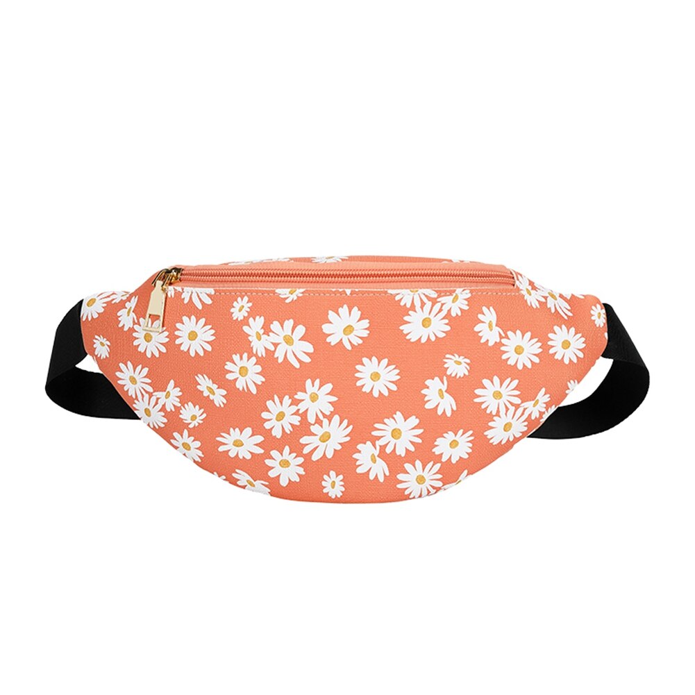 Bolsa de cintura feminina margarida impressão pacote de cintura em forma de bolinho ajustável saco de peito feminino bolsa de cinto de viagem sacos de banana fanny: Laranja