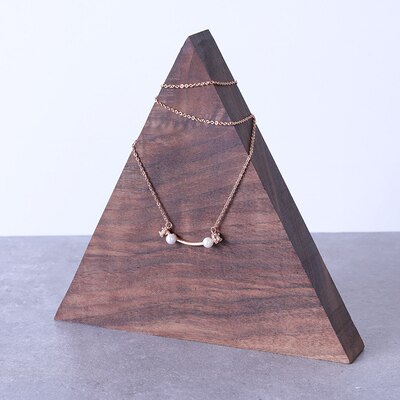 Black Walnut Triangle Bracelets Bangle Display Holder Jewelry Display Blocks Earrings Ring Pendant Showcase: Height 15.5cm
