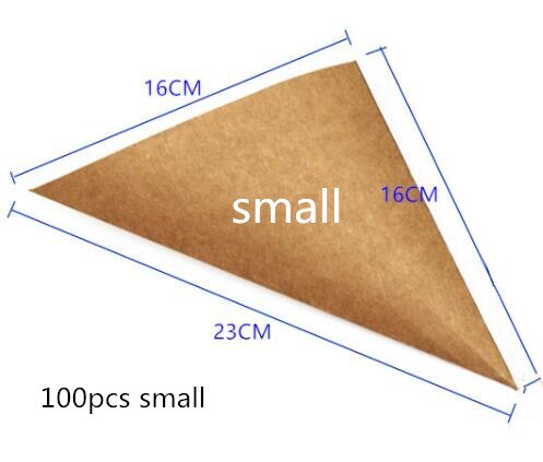 100 stücke dreieck bilden Einweg waffel verpackung papier tasse Lebensmittel Klasse Popcorn Kraft Papier Kasten Snack Papier Tasche waffel Halfter: 100 Stck klein karft