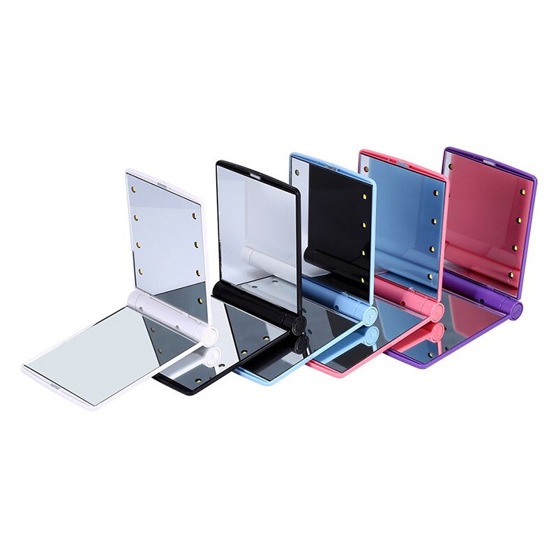 Luz de maquillaje portátil plegable para mujer, iluminación de espejo LED, luces de tocador de bolsillo compactas, lámpara de que funciona con pilas