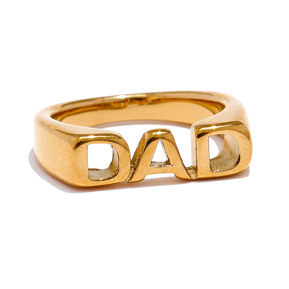 Yhpup fam pappa søster bror mamma statement rollebesetning familie brev ring rustfritt stål tekstur gullfarge attraktive smykker 18k pvd belagt: 6 / Grønn