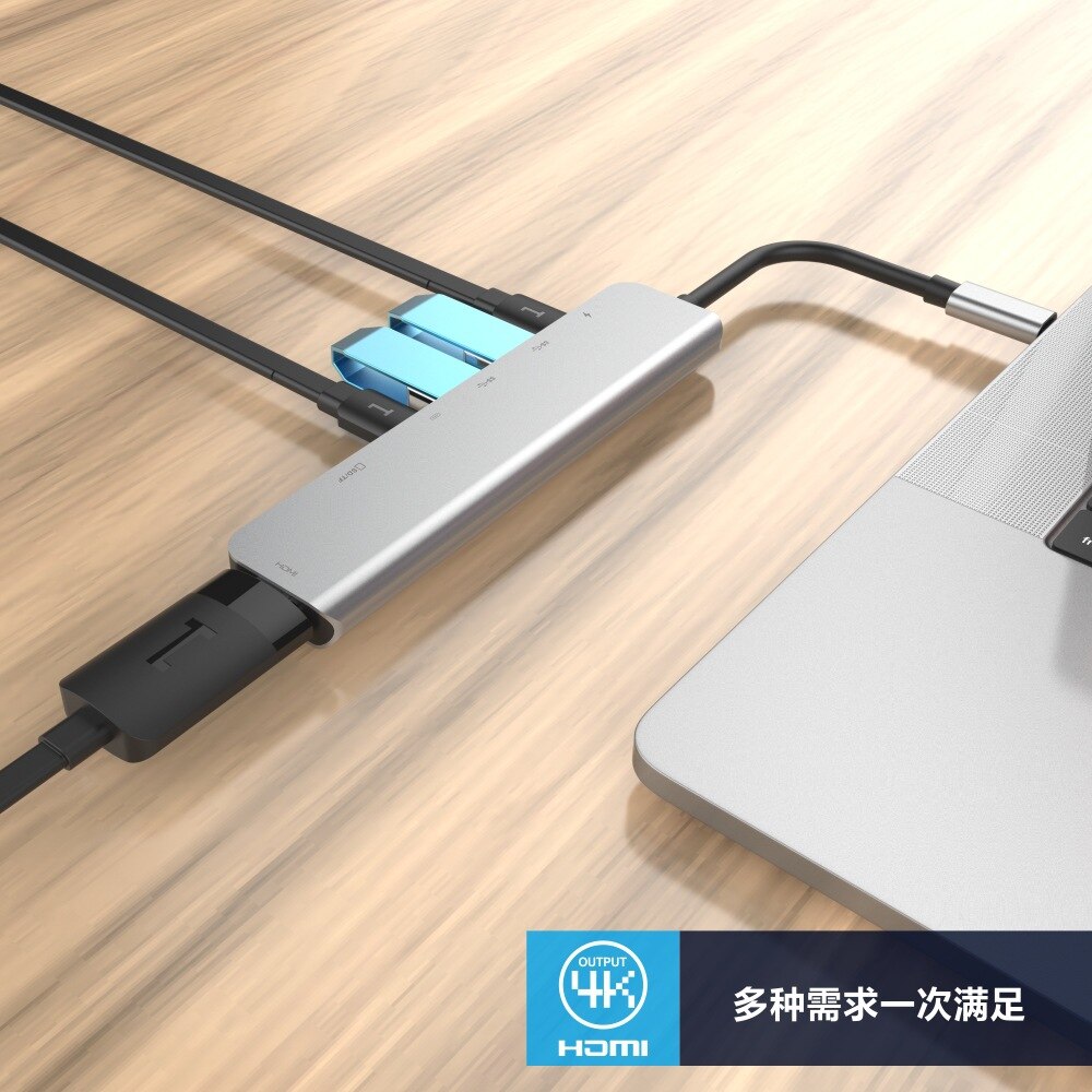 Usb hub typ c till hdmi 4k usb 3.0 thunderbolt 3 dockningsadapter pd laddningskort 8 in 1 hub för macbook pro splitter port typ c hub