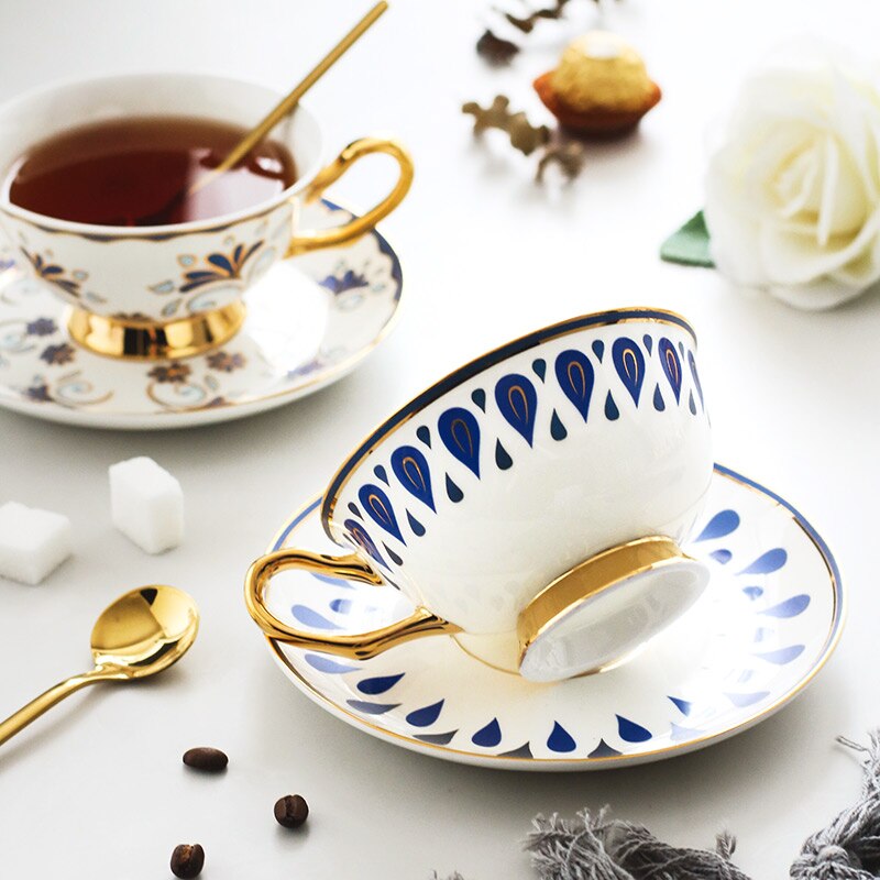 Keramisk kopp kaffe enkelt kontor guldkant arabiskt kaffe set ljus lyx par europeiska tazas de café drinkware  be50cp