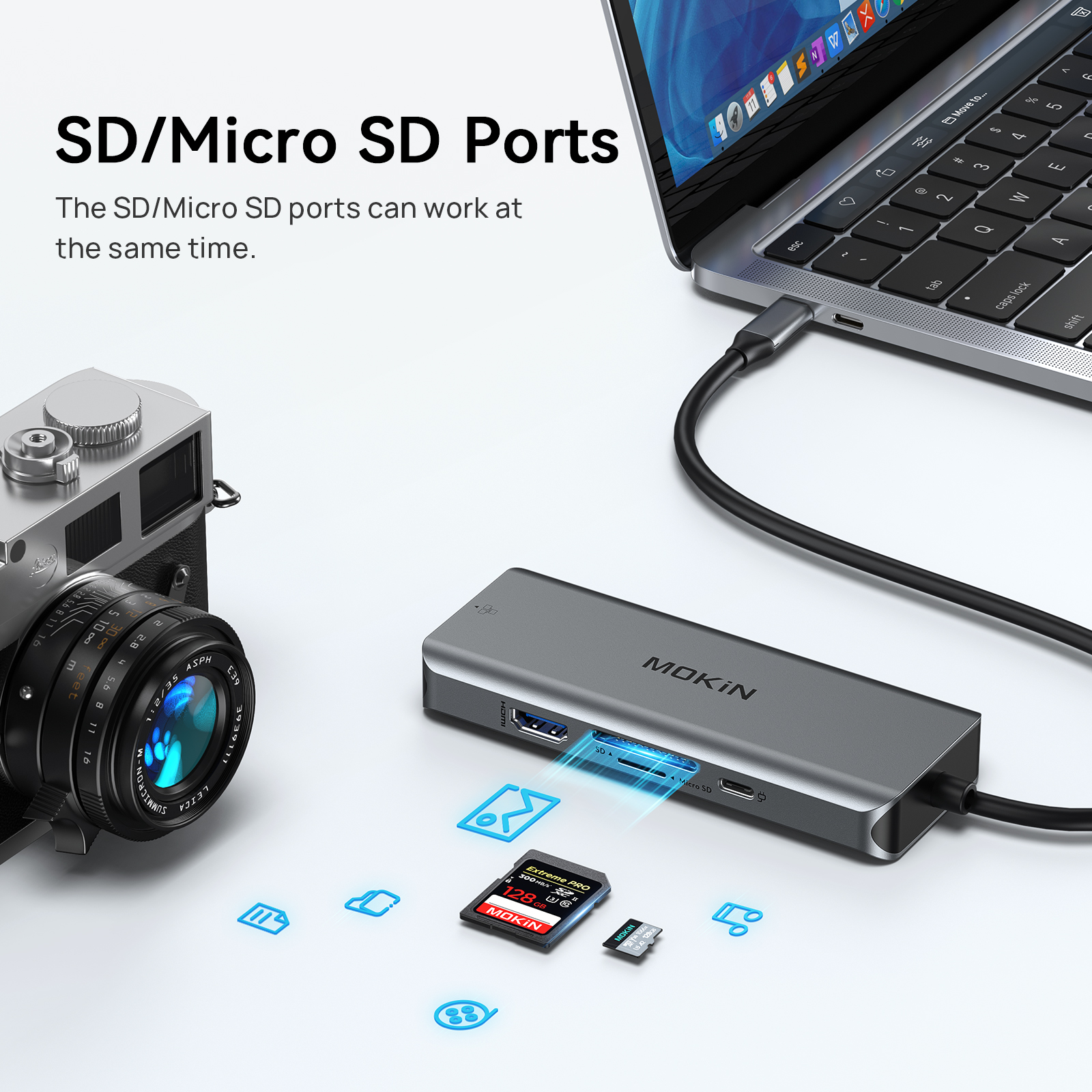 MOKiN USB Hub Type C to 4K HDMI 1000Mbps RJ45 Gigabit Ethernet USB 3.0 USB-C PD100W Charge Adapter for Macbook Pro Air Laptops