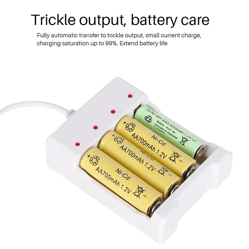 USB 4 Slots Fast Charging Battery Charger Short Circuit Protection AAA and AA Rechargeable Battery Station (Without battery)