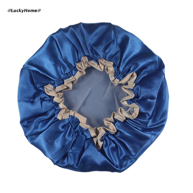 Bonnet de bain épais Double couche, imperméable, pour femmes, accessoires de salle de bain, pour voyage, Spa, hôtel, maison: Light luxury blue