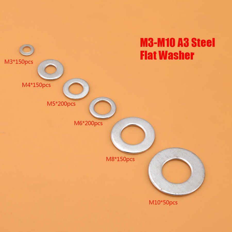 900pcs M3-M10 Lock Flat Split Spring Washers Assortment Steel Washer Set 6 Sizes
