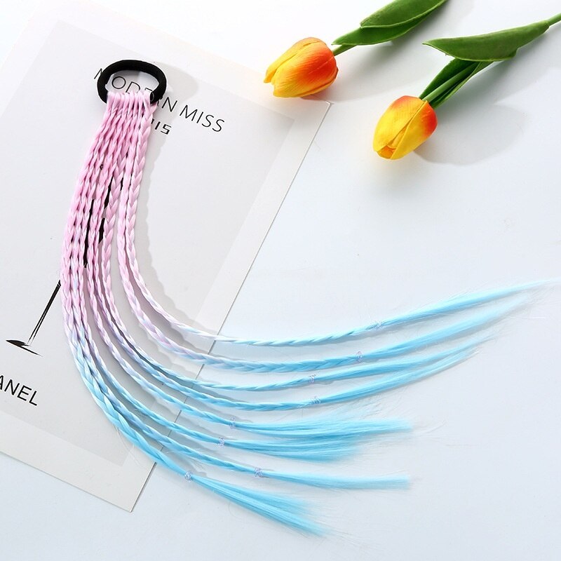 1 PCS Neue Mädchen Bunte Perücken Pferdeschwanz Kinder Haar Zubehör Kopf Band Haar Ornament Stirnbänder Gummibänder Schönheit Haar Bands: 2