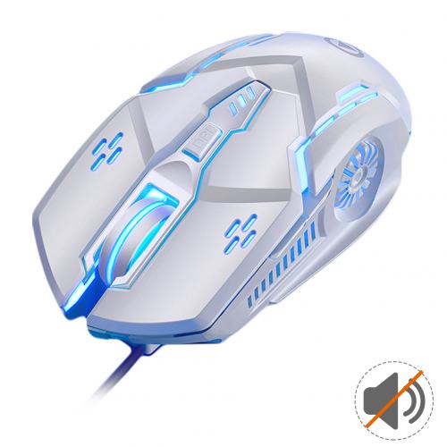 Silent/Sound USB Wired 6-Buttons 3200DPI Adjustable Light Gaming Mouse for PC Gaming Mouse USB Optical Wired Gaming Mice: White Sound