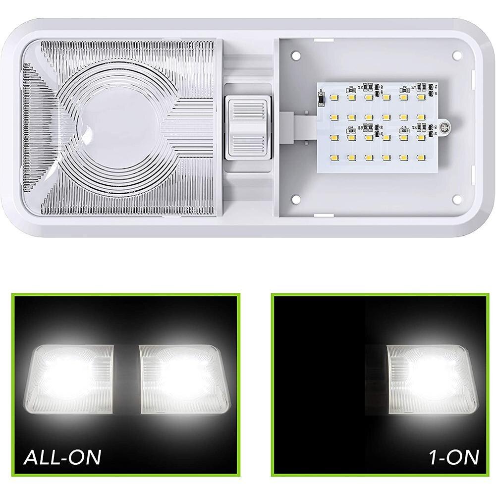 1PCS LED RV Lights 12V 48 LED Interior Double Dome Ceiling Light For RV Boat For Camper Trailer White Caravan Accessories