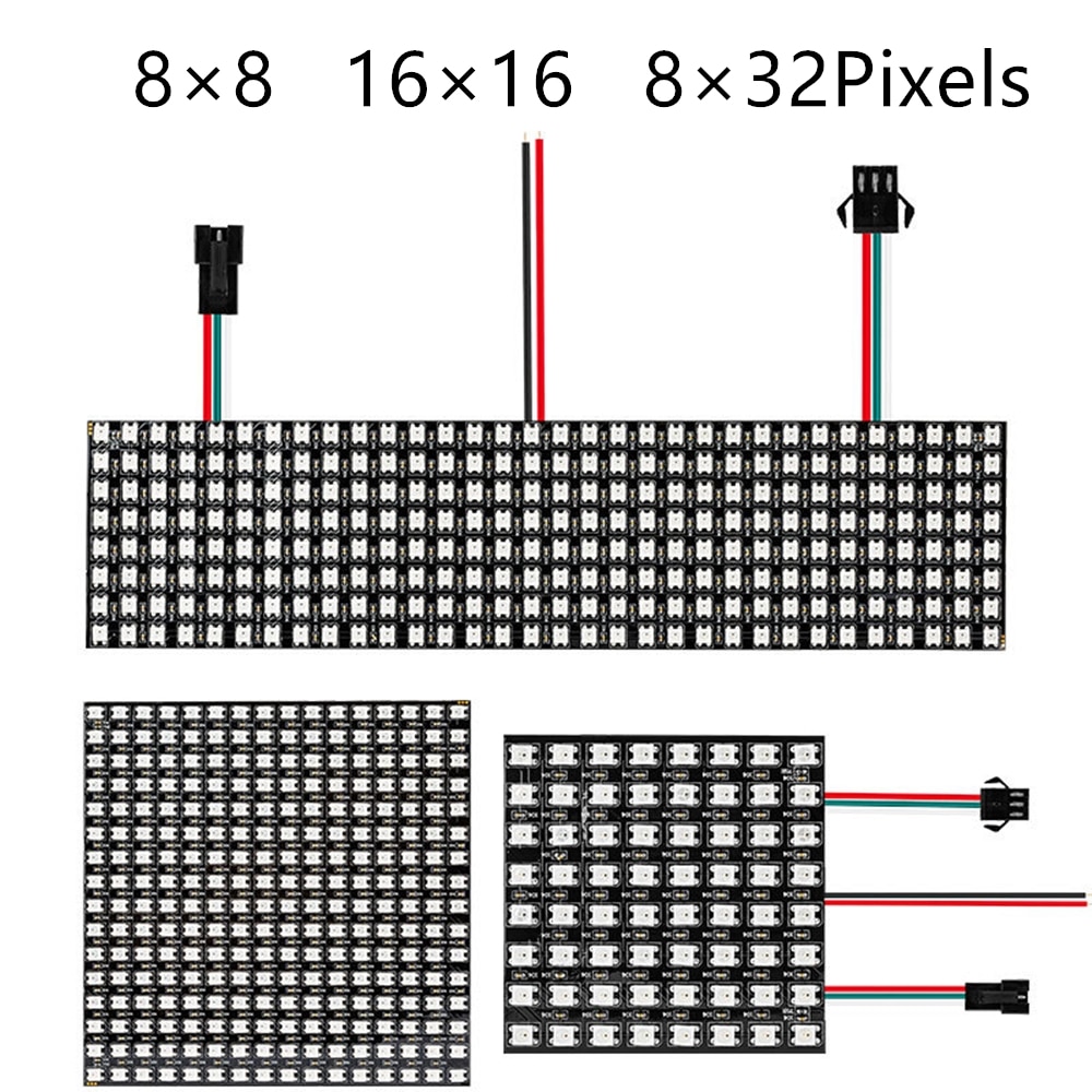 WS2812b 8x32 16x16 8x8 Pixels 256Led Flexible Mini Led Matrix Digital Individually Addressable Led Module Panel Flexible