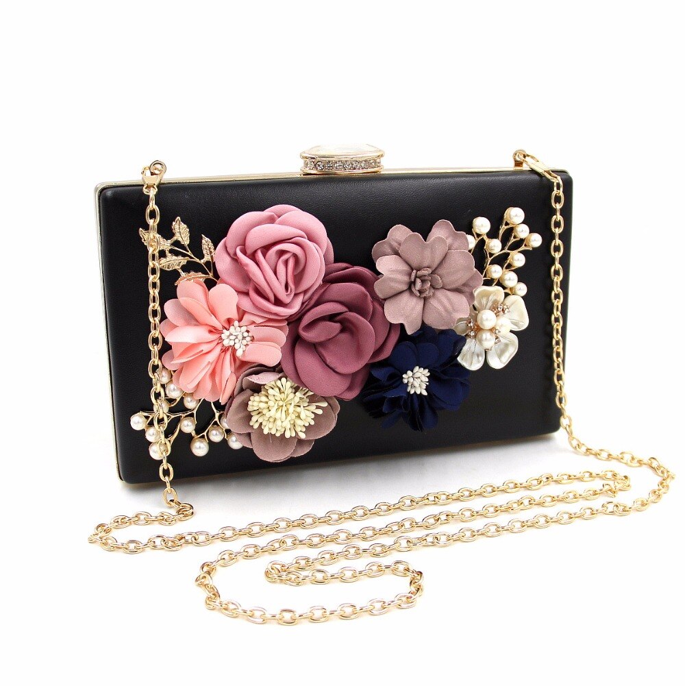 God luksus charme charme blomster perle dame fest clutch taske aftentaske dame håndtaske kæde skuldertaske