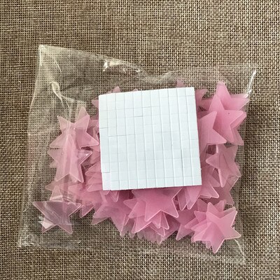 100pcs/set Glow in the Dark Toys Luminous Star Stickers Bedroom Sofa Fluorescent Painting Toy PVC for Kids Bedroom Decor: Pink